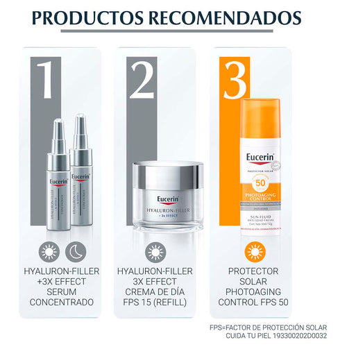 Eucerin - Hyaluron-Filler 3X Effect Crema facial antiarrugas de Día FPS 15 -50 ml.