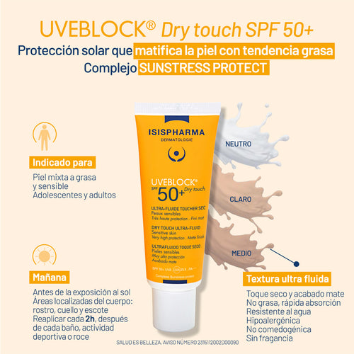 Isispharma - UVEBLOCK SPF50+ Dry Touch Con Color Medium – 40 ml.