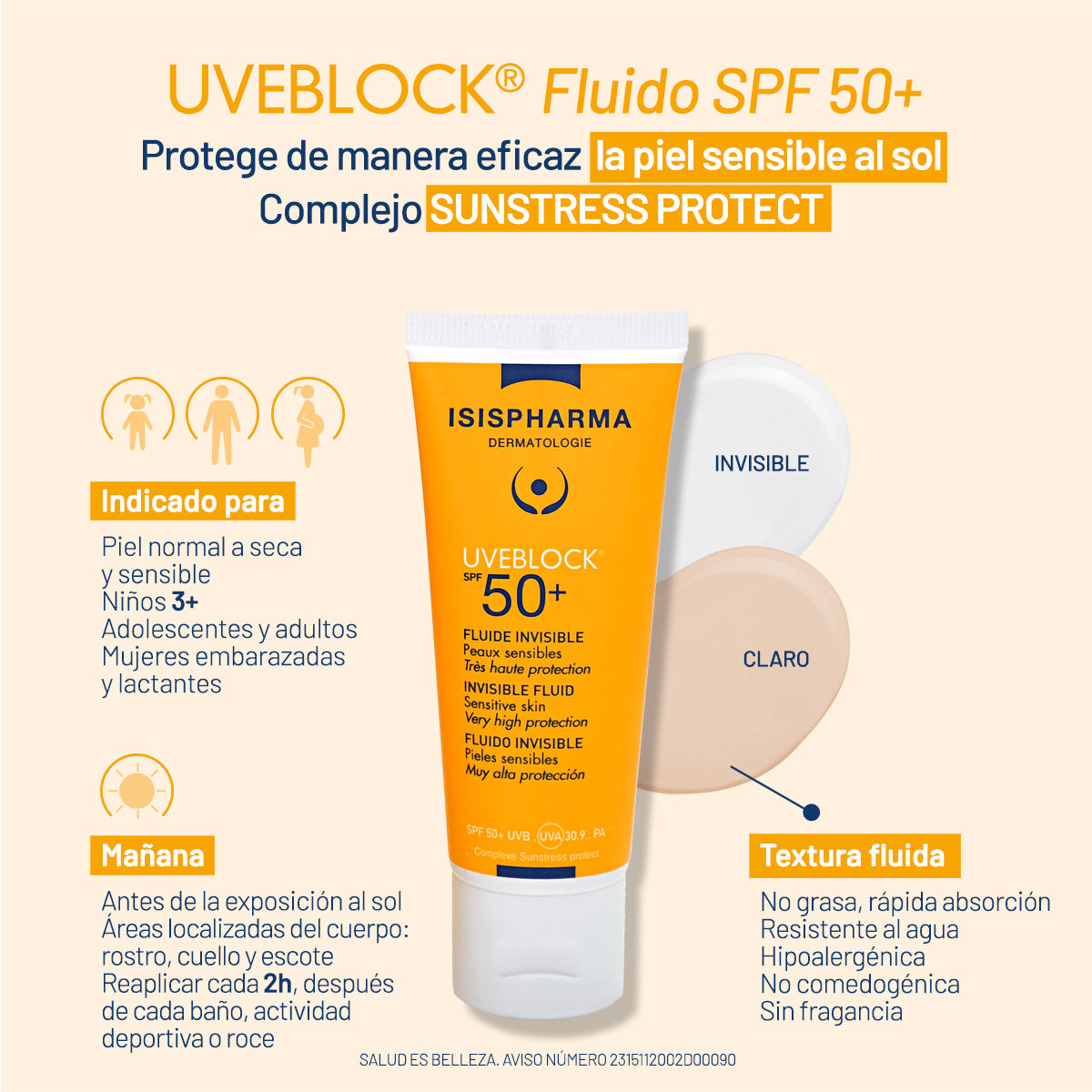 Isispharma - UVEBLOCK SPF50+ Fluido con Color – 40 ml.