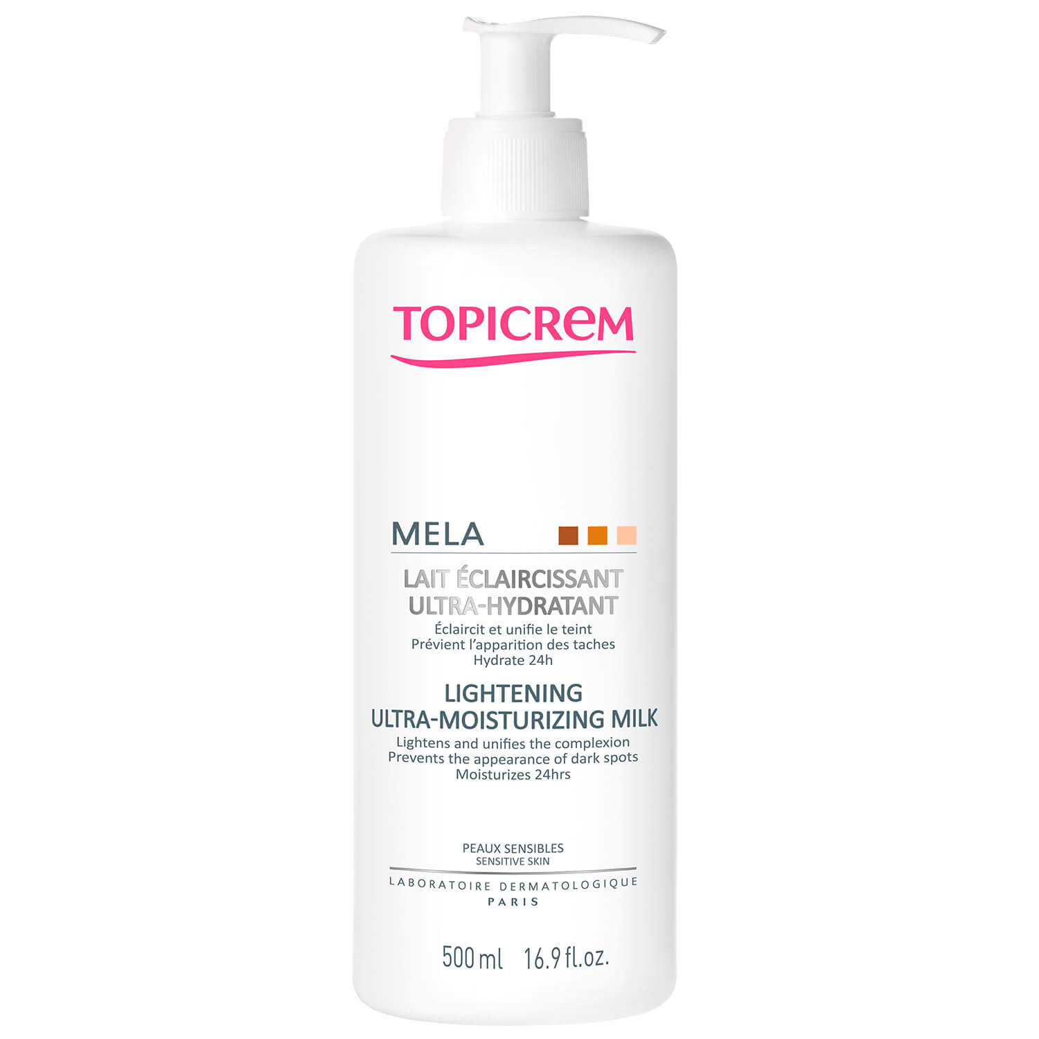 Topicrem - Mela Leche Aclarante Ultra-Hidratante – 500 ml.