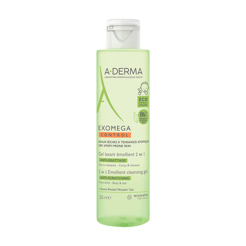A-Derma - Exomega Gel Para Bebé 2 en 1 - 200 ml.
