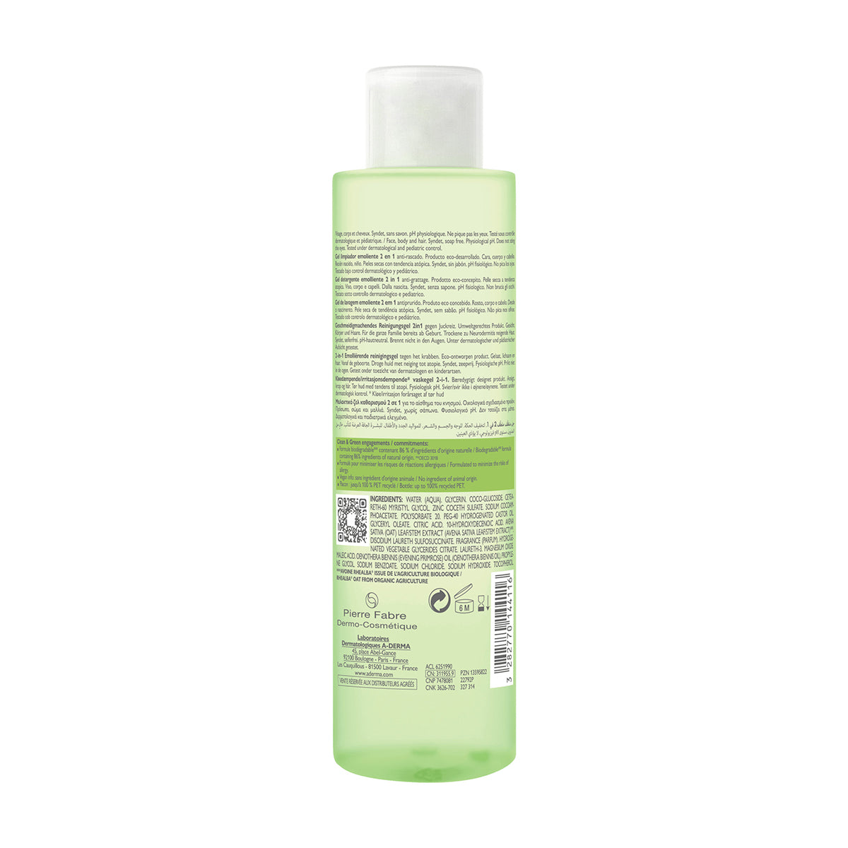 A-Derma - Exomega Gel Para Bebé 2 en 1 - 200 ml.