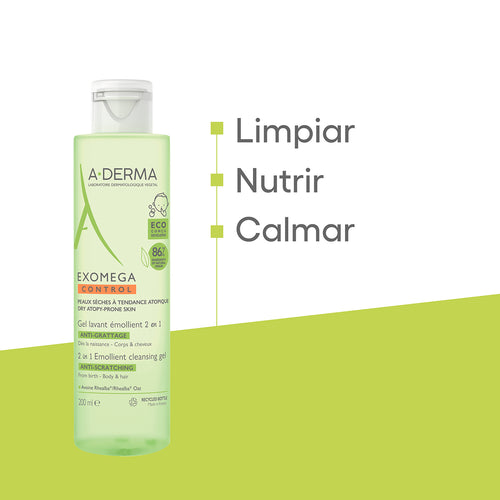 A-Derma - Exomega Gel Para Bebé 2 en 1 - 200 ml.