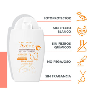 Avene - Protector Solar Fluido Mineral FPS50+ - 40 ml