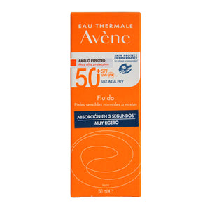 Avene - Fluido Solar 50+ FPS ultra ligero para piel sensible – 50 ml.