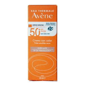 Avene – Crema Con Protección Solar FPS 50 + Con Color Para Pieles Secas Y Sensibles – 50 ml.