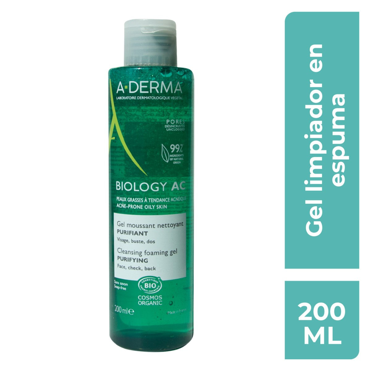 A-Derma - Biology AC Gel Espumoso Purificante - 200 ml.
