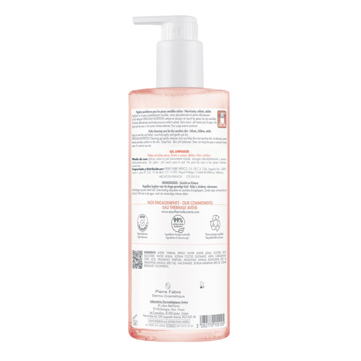 Avene - XeraCalm Nutrition Gel Limpiador – 500 ml.