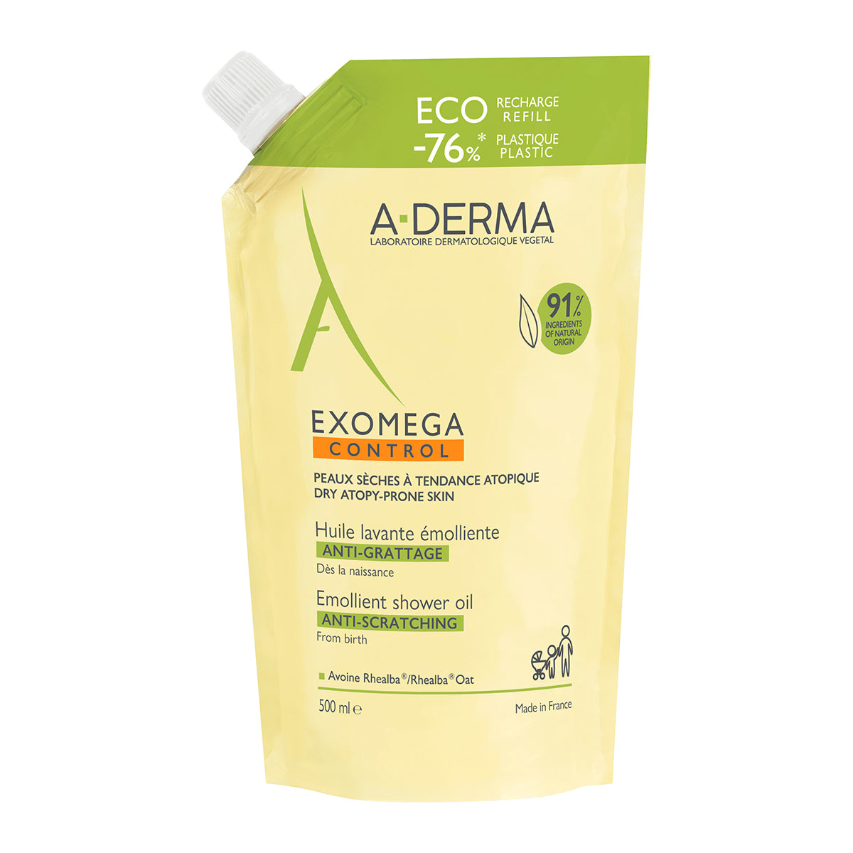 A-Derma - Exomega Control Aceite Dermolimpiador Para Piel Seca Refill– 500 ml.