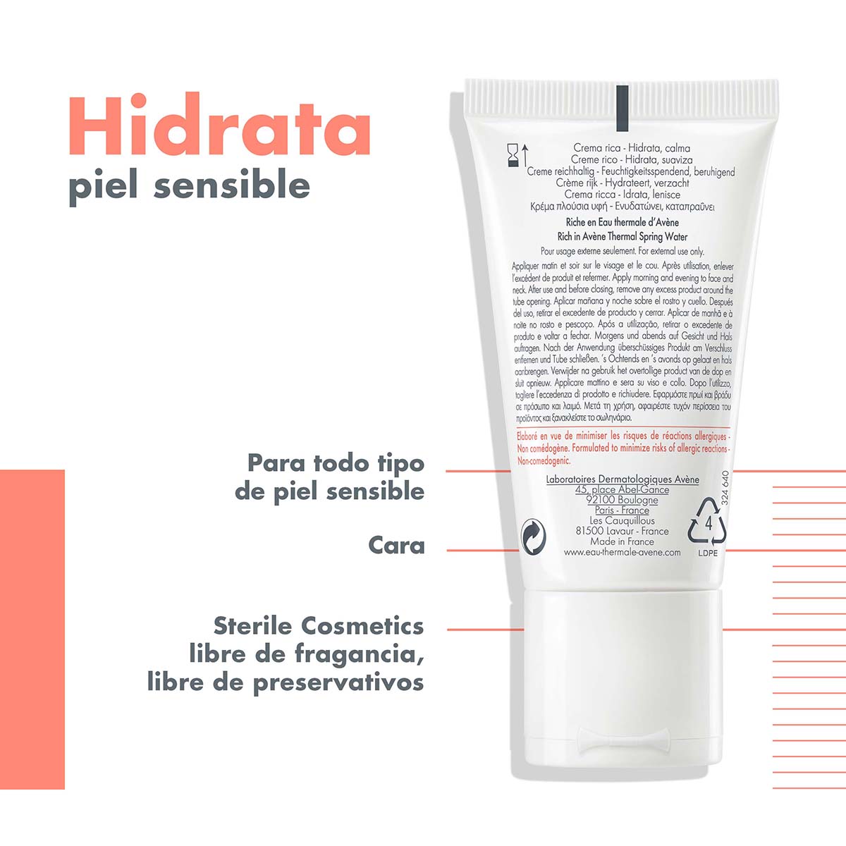 Avene – Tolerancia Extrema, Crema Para Pieles Sensibles Y Muy Secas – 50 ml.