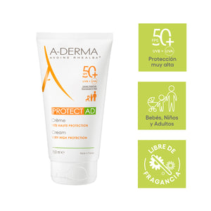 A-Derma - Protect AD 50+ Crema Solar Para Piel Atópica - 150 ml.