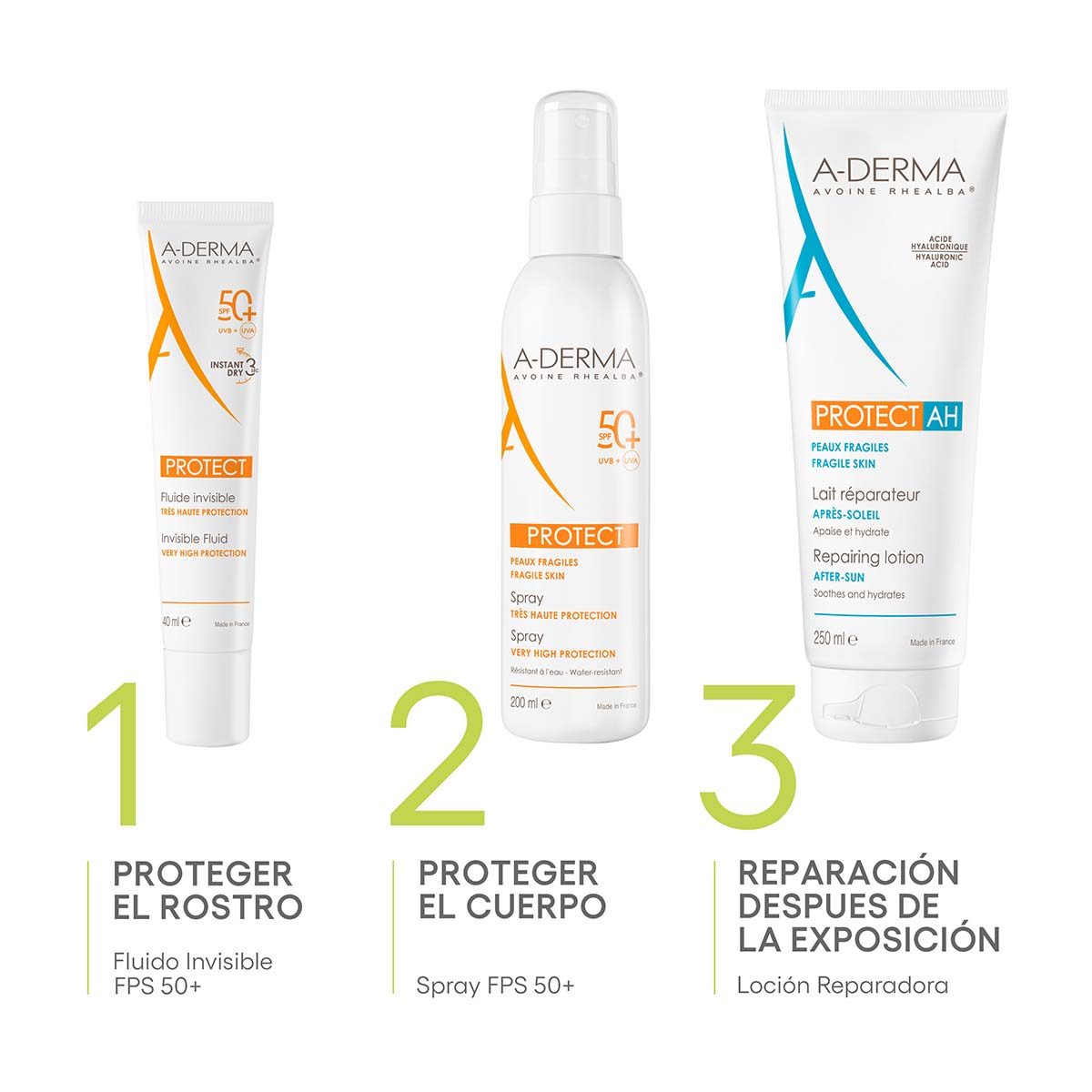 A-Derma - Protect HA Crema After Sun, Reparadora, Hidratante - 250 ml.