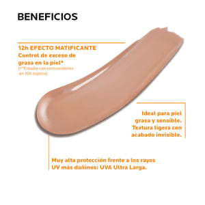 La Roche Posay - Anthelios XL Protector Solar Facial Toque Seco con Color Para Piel Grasa a Mixta FPS50+ - 50 ml.