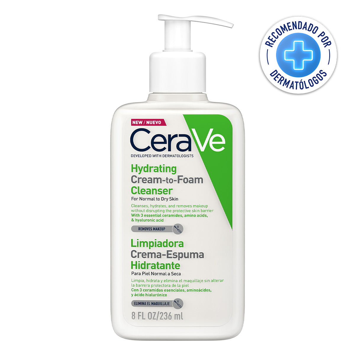 CeraVe - Limpiadora Crema-Espuma Hidratante – 236 ml.