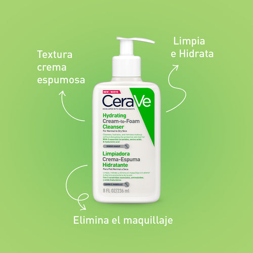 CeraVe - Limpiadora Crema-Espuma Hidratante – 236 ml.