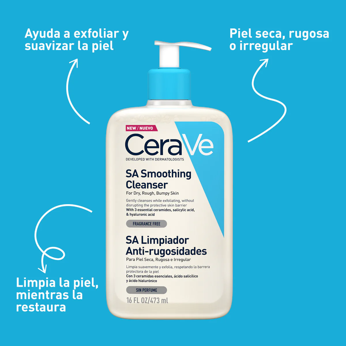 CeraVe – SA Limpiador Anti-rugosidades – 473 ml.
