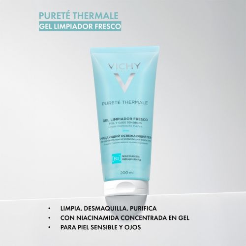 Vichy - Pureté Thermale Gel Limpiador Fresco Para Pieles Sensibles - 200 ml.
