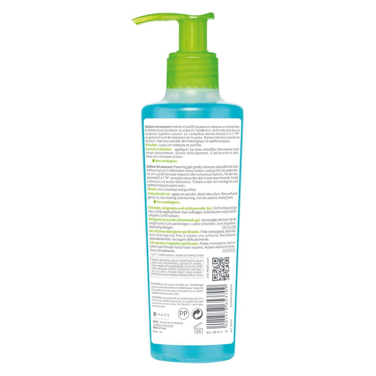 Bioderma – Sébium Gel Moussant – 200 ml dispensador.