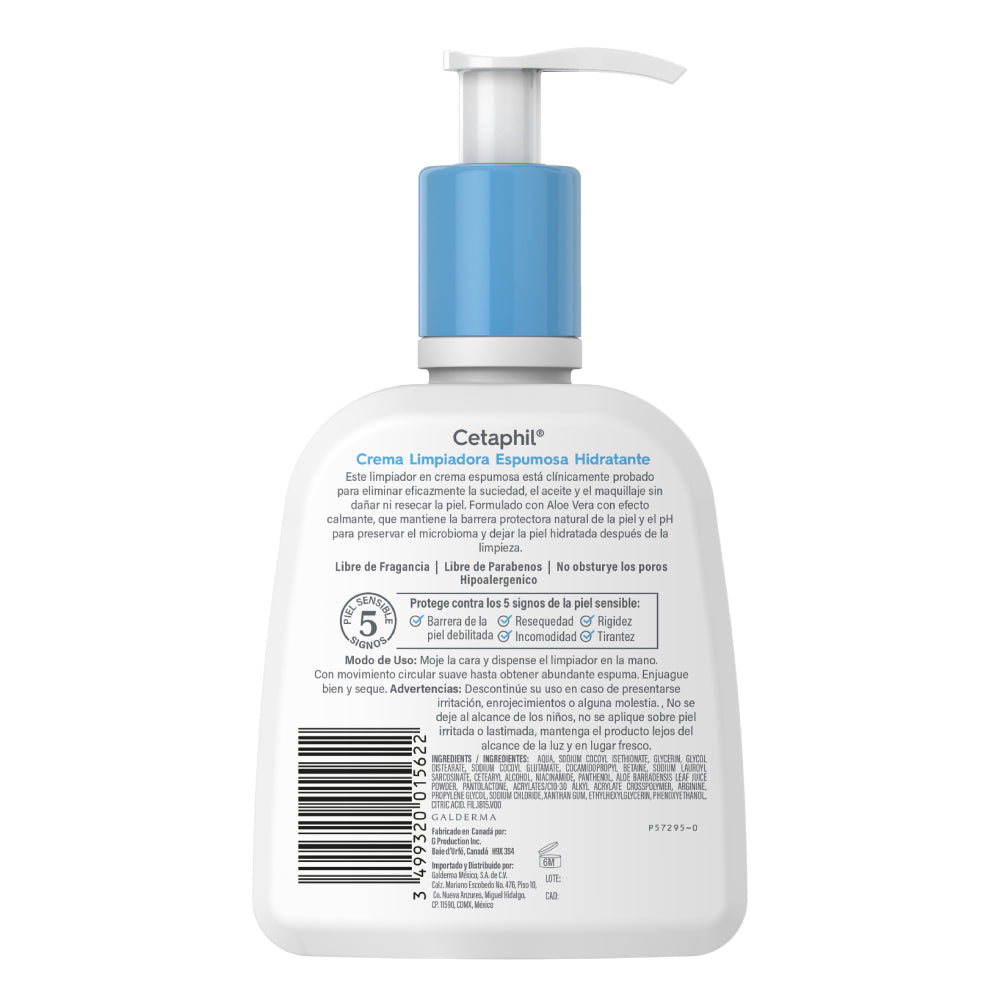 Cetaphil - Crema Limpiadora Espumosa Hidratante – 237 ml.
