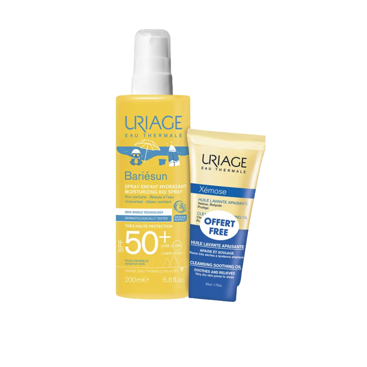 Uriage – Bariésun Spray Infantil Hidratante con SPF50+ - 200 ml (Crema Limpiadora gratis – 50 ml).
