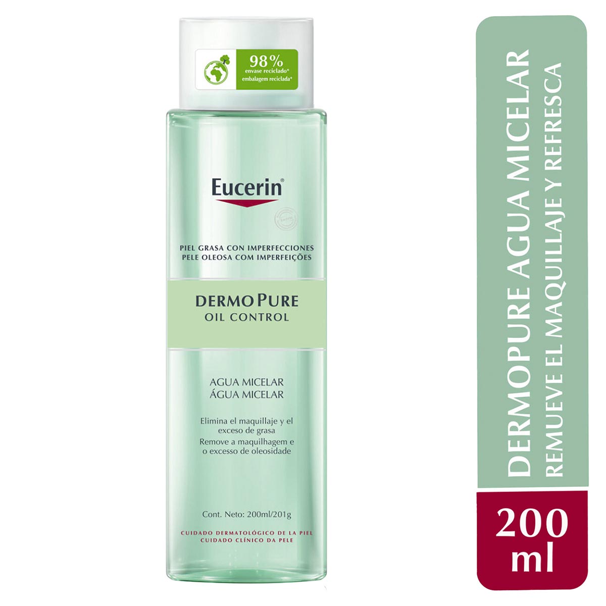 Eucerin - DermoPURE Agua Micelar Facial Piel Grasa y/o con Tendencia Acneica - 200 ml.