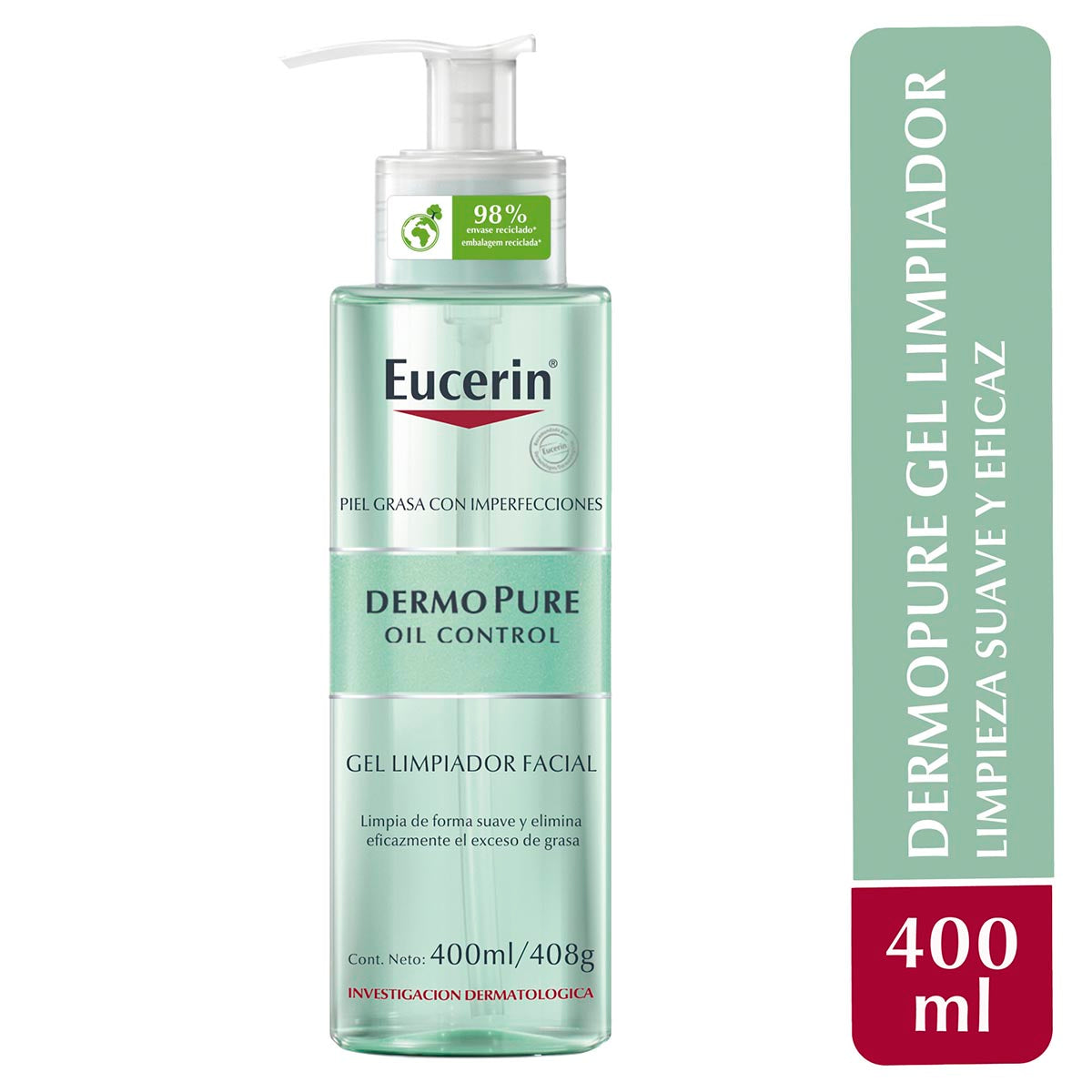 Eucerin - Gel Limpiador Facial Dermopure Piel Grasa y/o con Tendencia Acneica - 400 ml.
