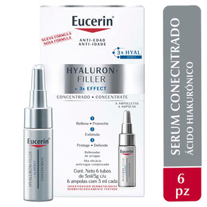 Eucerin - Serum Facial Concentrate Antiarrugas Hyaluron-Filler - 6 tubos de 5 ml c/u.