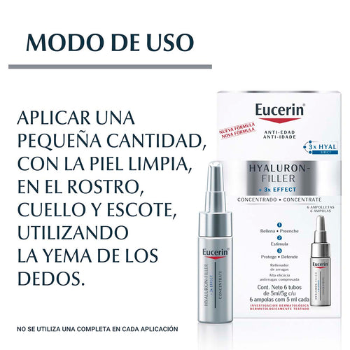 Eucerin - Serum Facial Concentrate Antiarrugas Hyaluron-Filler - 6 tubos de 5 ml c/u.