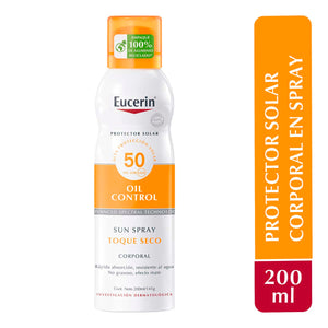 Eucerin - Protector Solar Corporal Spray Transparente Toque Seco Piel Sensible FPS 50 - 50ml.