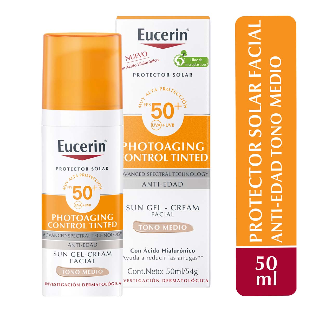 Eucerin - Protector Solar facial Photoaging Control Tinted Tono Medio FPS50+ - 50ml.