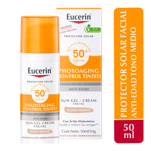 Eucerin - Protector Solar facial Photoaging Control Tinted Tono Medio FPS50+ - 50ml.