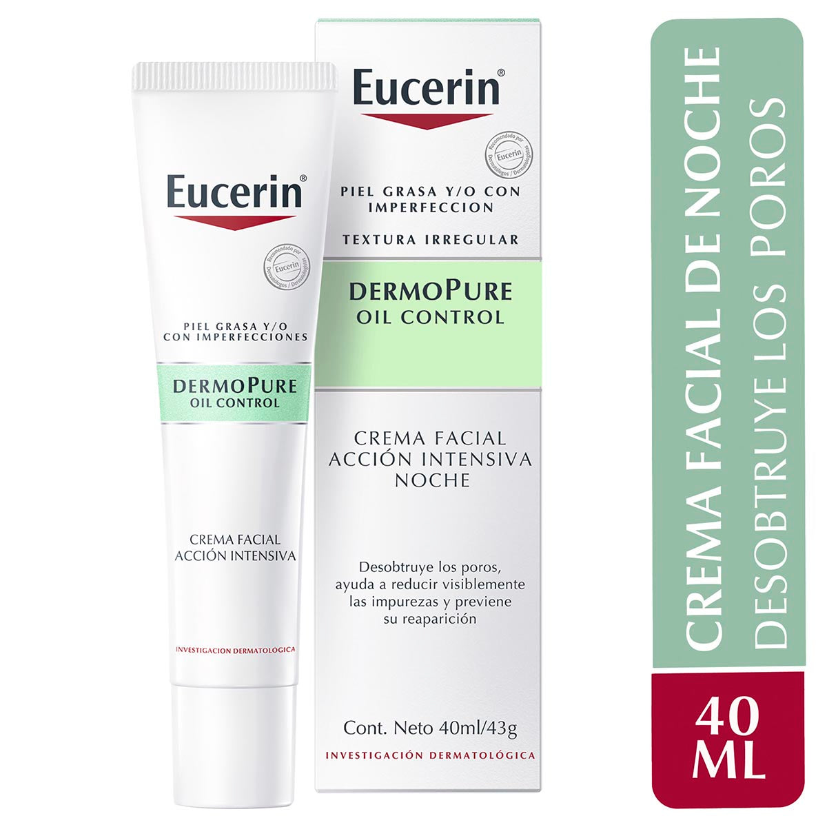 Eucerin - Crema Facial Acción Intensiva Noche Dermopure Piel Grasa y/o con Tendencia Acneica – 40 ml.