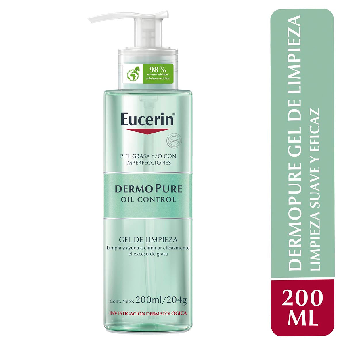 Eucerin - Gel Limpiador Facial Dermopure Piel Grasa y/o con Tendencia Acneica - 200 ml.