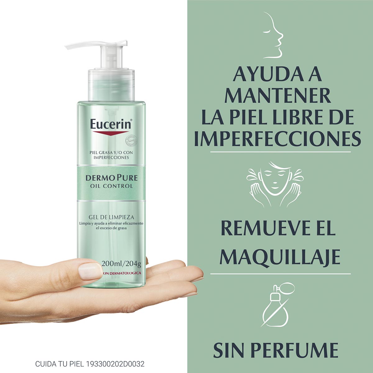 Eucerin - Gel Limpiador Facial Dermopure Piel Grasa y/o con Tendencia Acneica - 200 ml.