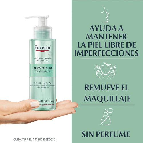 Eucerin - Gel Limpiador Facial Dermopure Piel Grasa y/o con Tendencia Acneica - 200 ml.