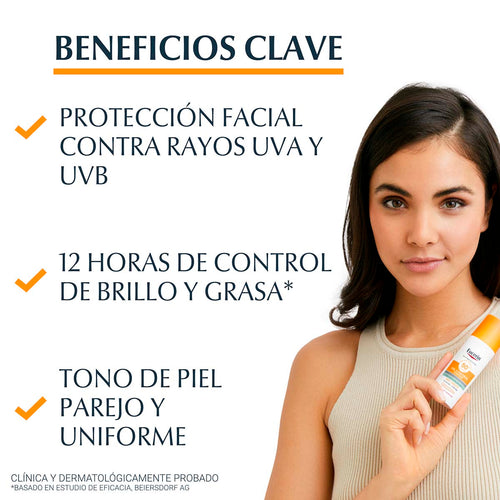 Eucerin - Sun Oil Control Tinted Protector Solar Facial Tono Claro FPS50+ -50 ml.