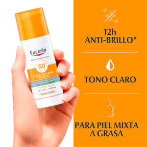 Eucerin - Sun Oil Control Tinted Protector Solar Facial Tono Claro FPS50+ -50 ml.