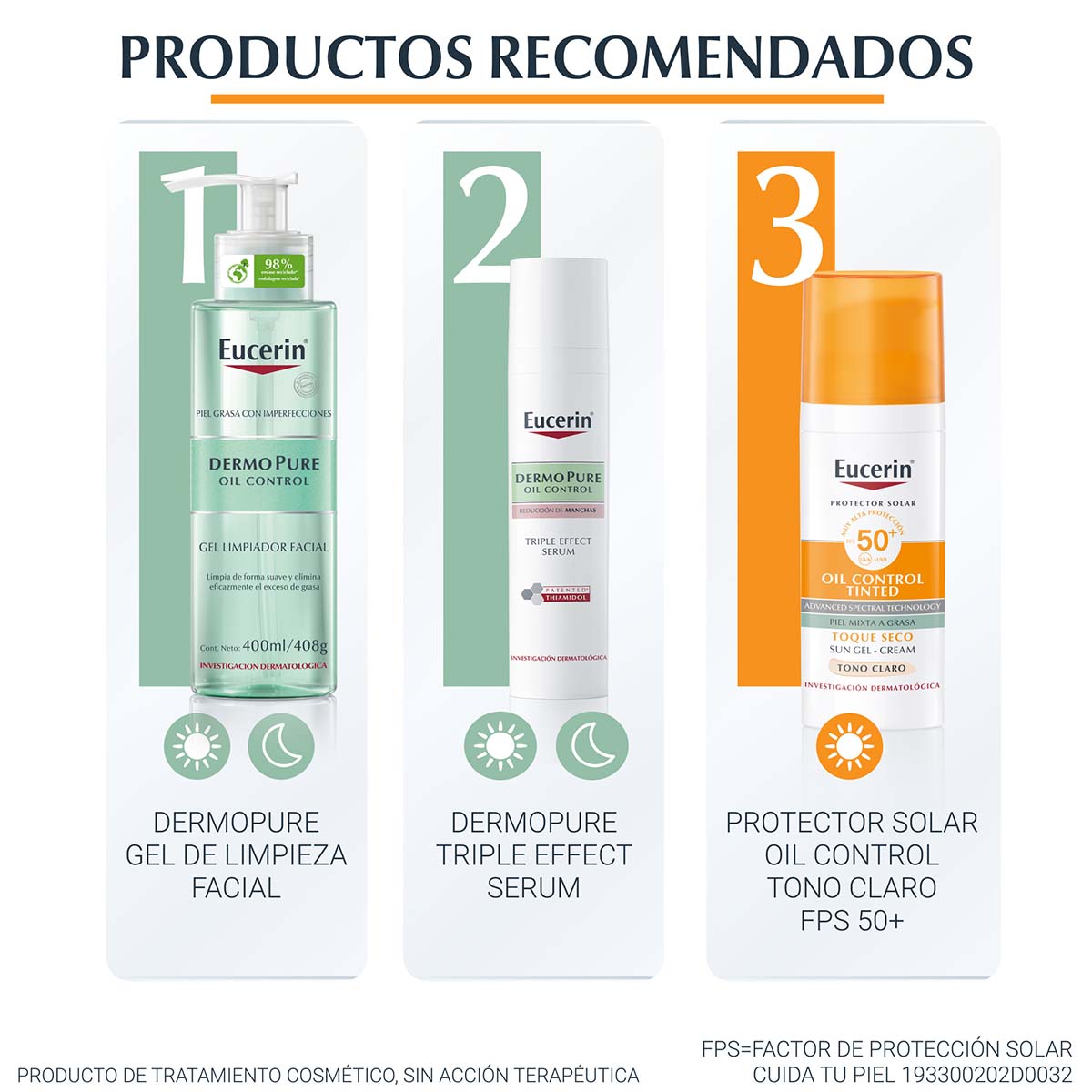 Eucerin - Sun Oil Control Tinted Protector Solar Facial Tono Claro FPS50+ -50 ml.