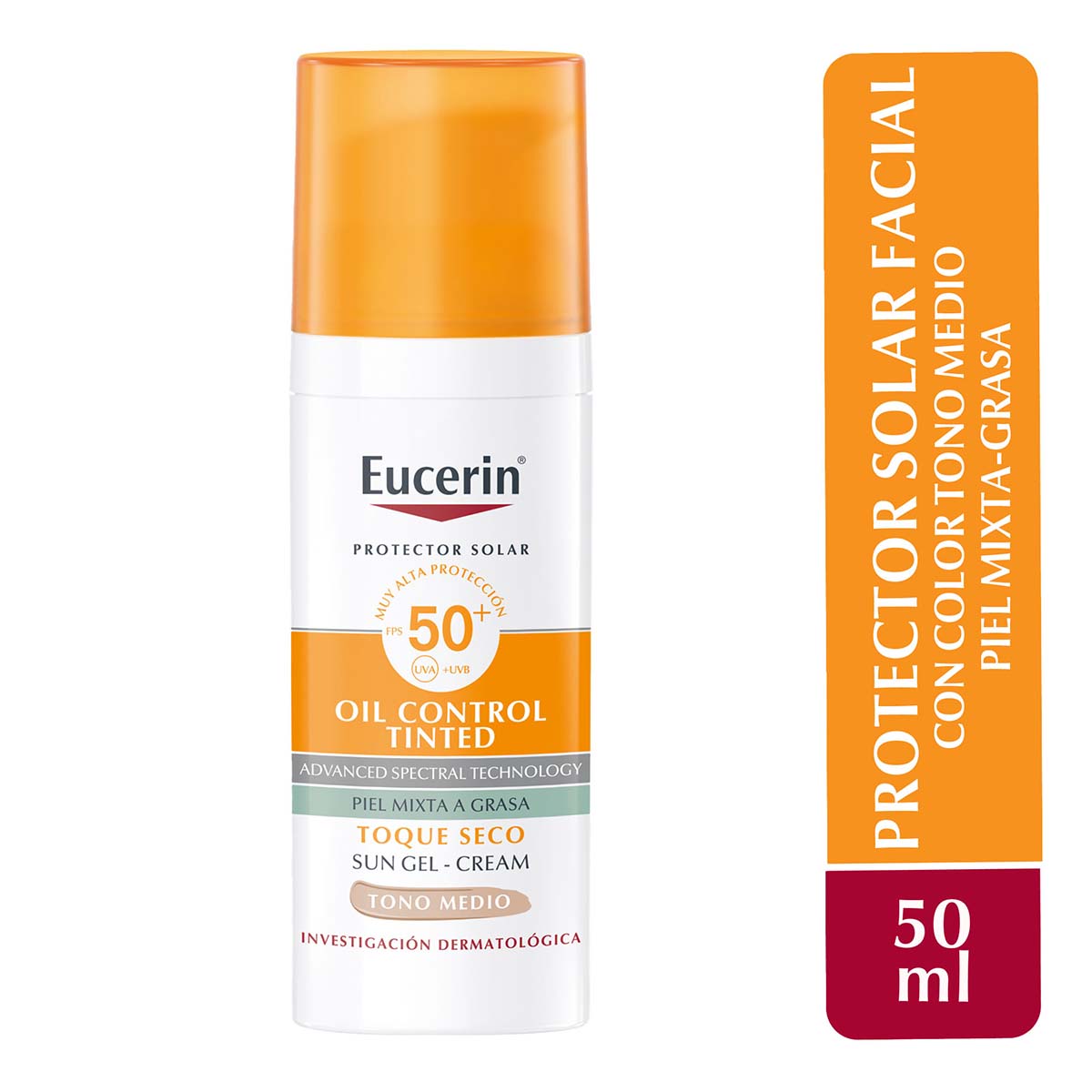 Eucerin - Sun Oil Control Tinted Protector Solar Facial Tono Medio FPS50+ - 50 ml.