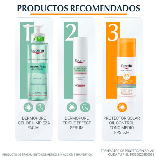 Eucerin - Sun Oil Control Tinted Protector Solar Facial Tono Medio FPS50+ - 50 ml.