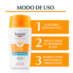 Eucerin - Sun Face Hydro-Fluid Protector Solar Facial Ultra-Ligero SPF 50+ - 50ml.