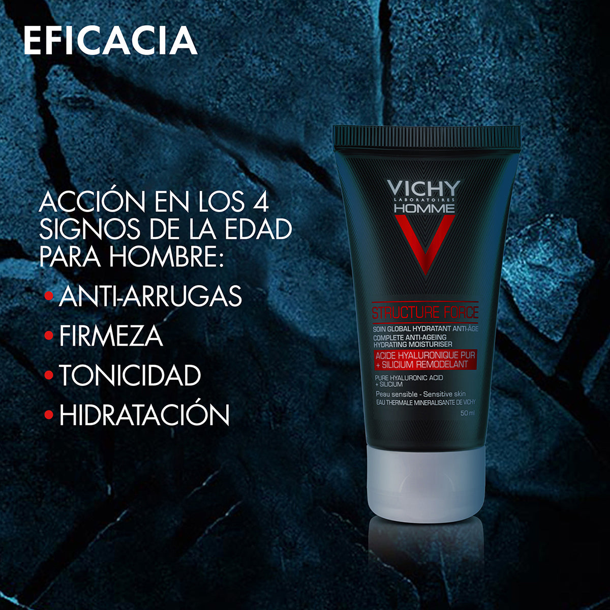 Vichy - Homme Structure Force Hidratante Para Piel Sensible - 50 ml.
