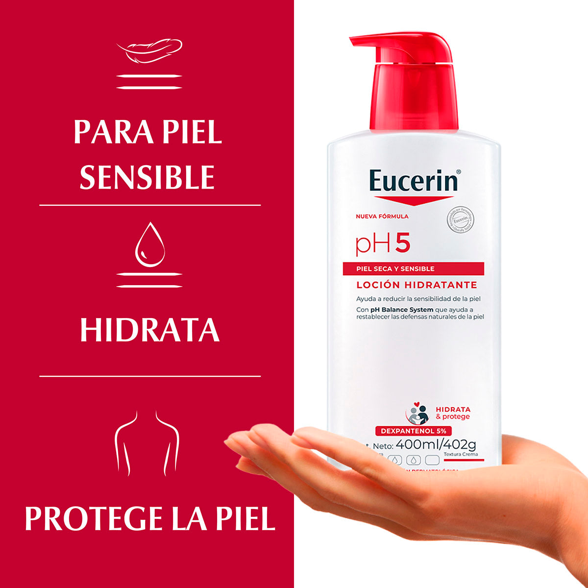 Eucerin - pH5 Loción Corporal Hidratante Piel Seca y Sensible - 400 ml.