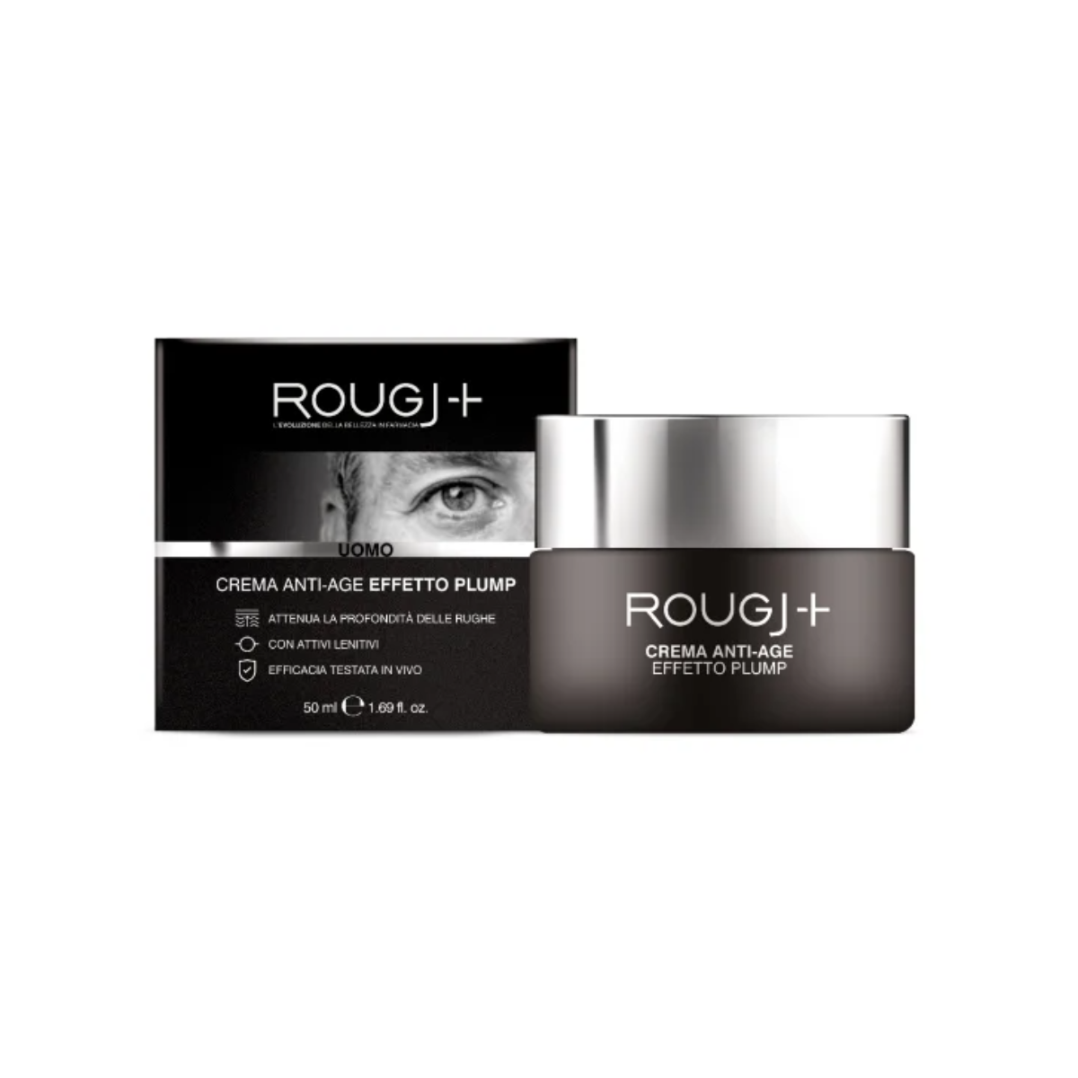 Rougj+ - Crema Facial para Hombre Antiedad Efecto Relleno – 50 ml.