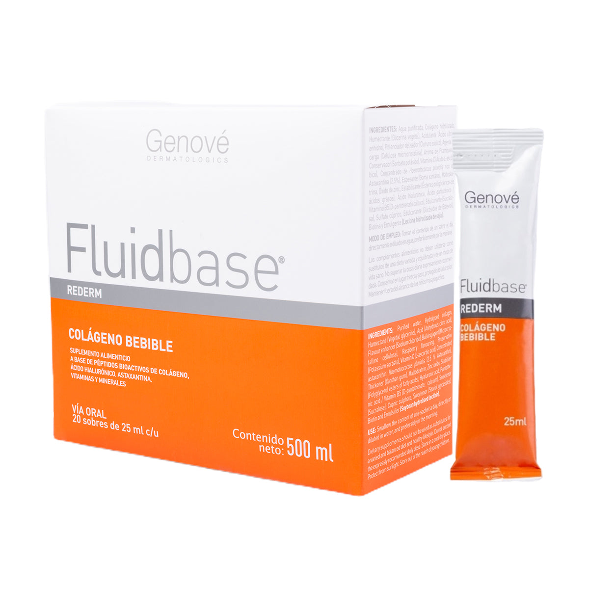 Genové - Fluidbase Rederm Colágeno Bebible – 20 sobres con 25 ml c/u.