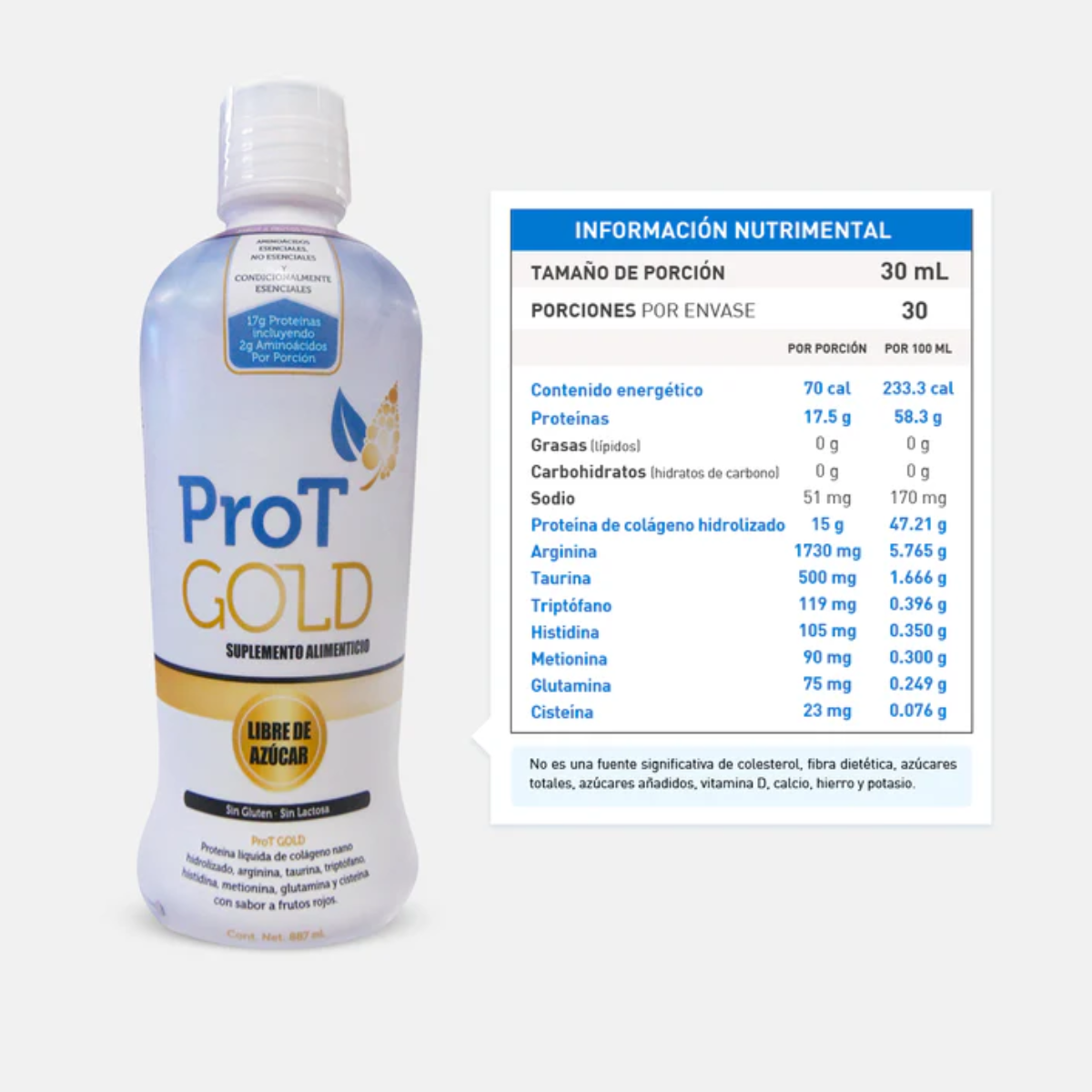 Prot Gold Suplemento Alimenticio (Sabor a Frutos Rojos) – 887 ml.