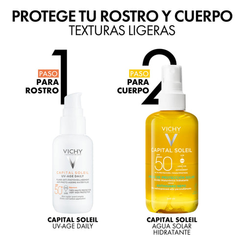 Vichy - Capital Soleil Agua de Protección Solar Spf50 Hidratante – 200 ml.