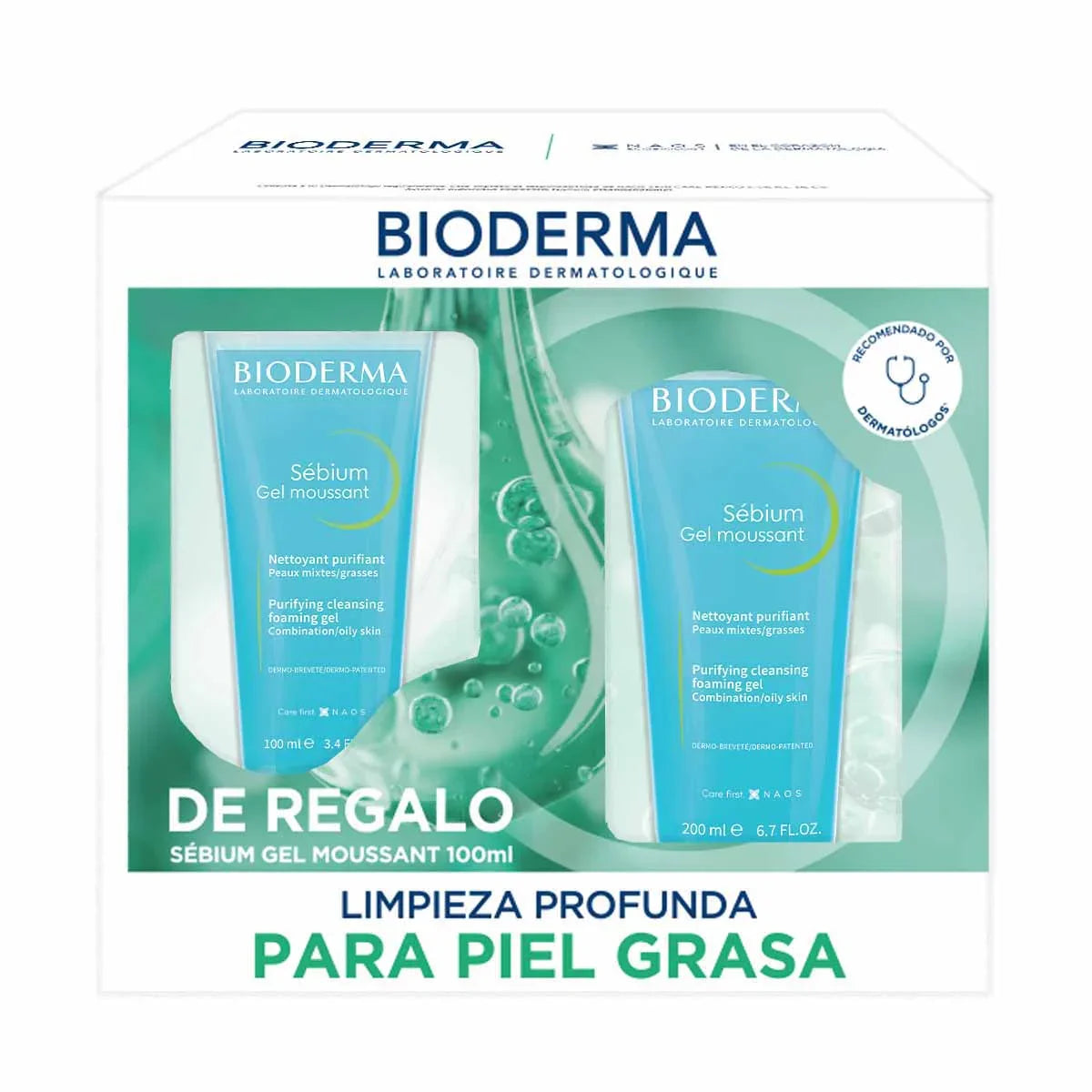 Bioderma – Sébium Gel Moussant 200 ml + Sébium Gel Moussant 100 ml Kit