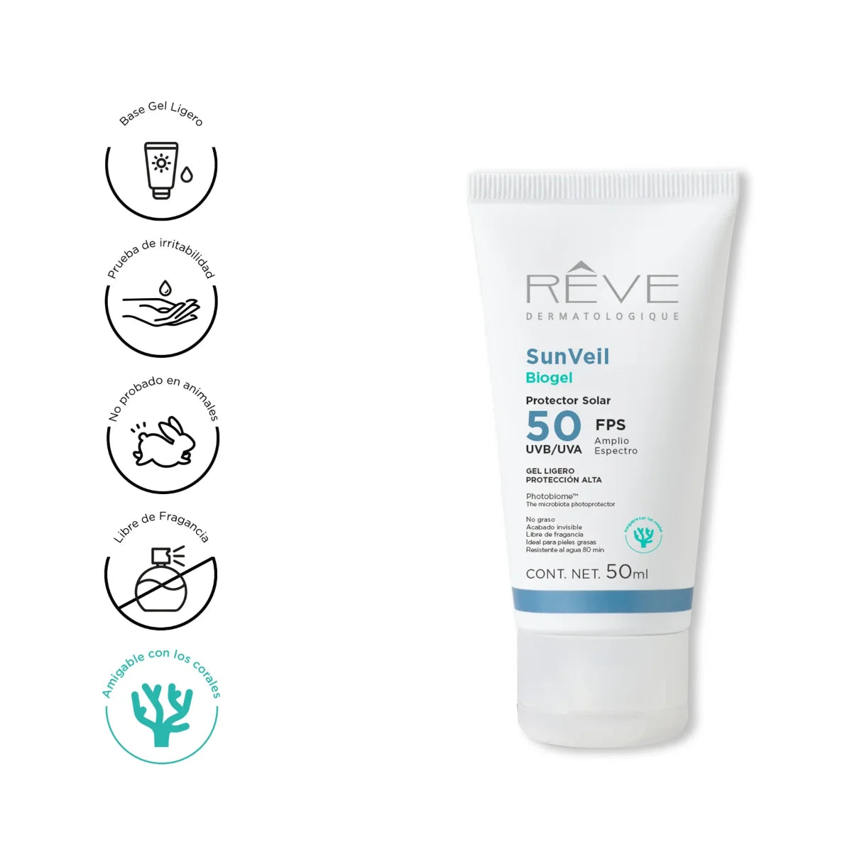 Reve – SunVeil Biogel Sunscreen FPS 50 – 50 ml.