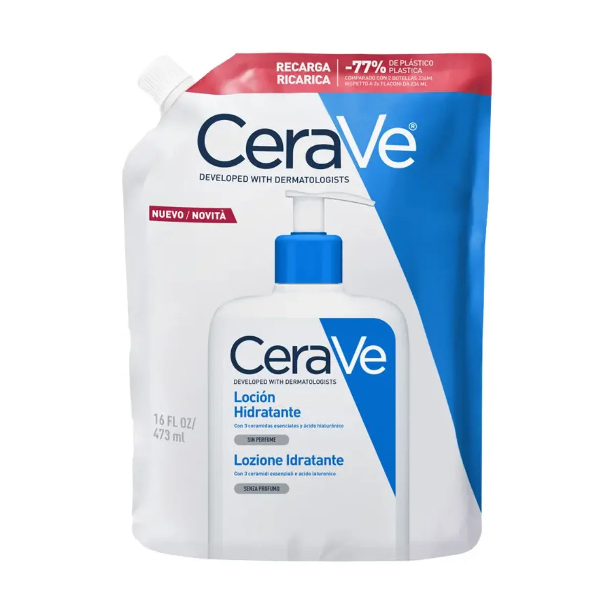 CeraVe – Loción Hidratante para rostro y cuerpo Refill – 473 ml.